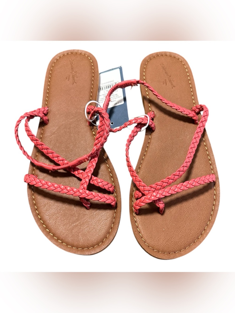 Braided Coral Strap Women’s Slide Sandals size 7.5 NWOB